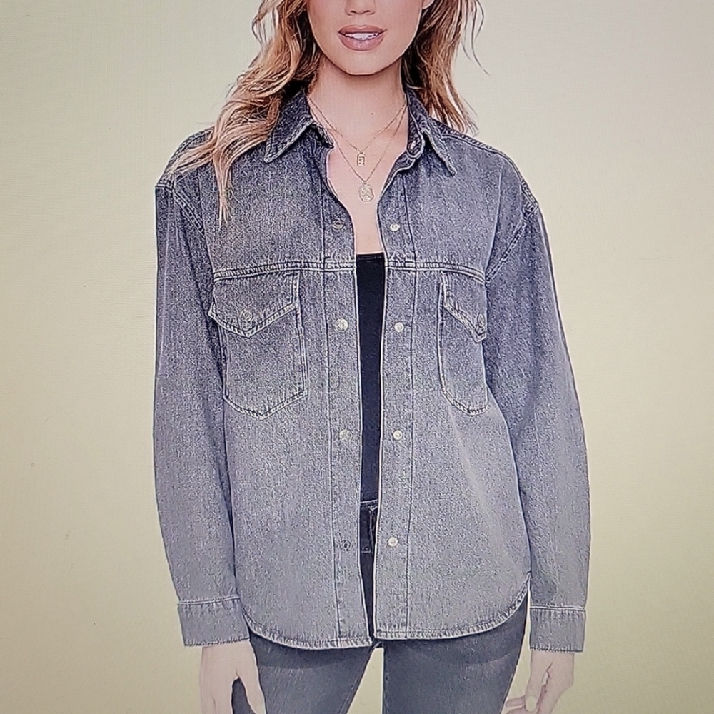YMI With Love potassium+hsand gray denim jean shacket Cotton oversized XL NEW… - Picture 3 of 11